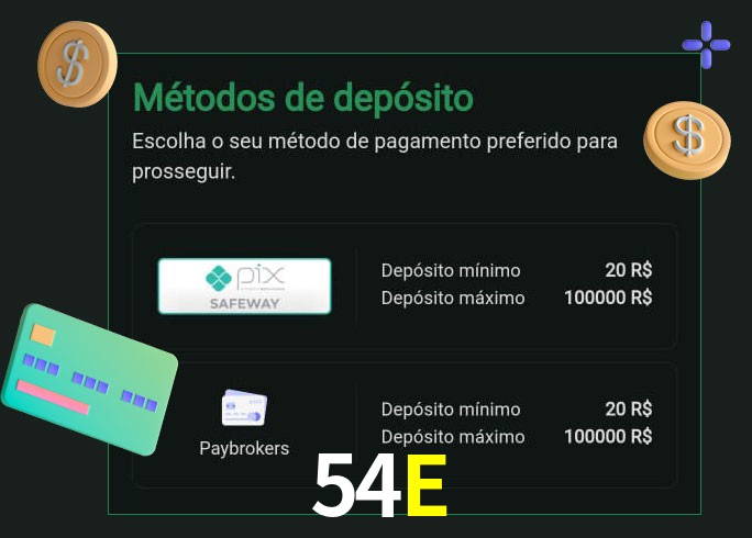 O cassino 54E oferece uma grande variedade de métodos de pagamento